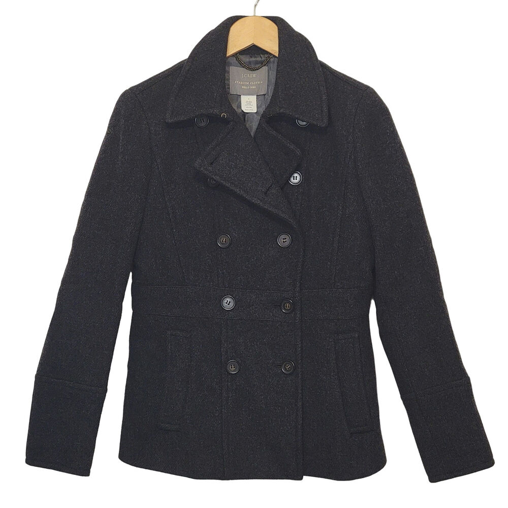 J Crew Stadium Cloth by Nello Gori Peacoat Double Breasted Wool Gray Size 4 - Picture 16 of 16